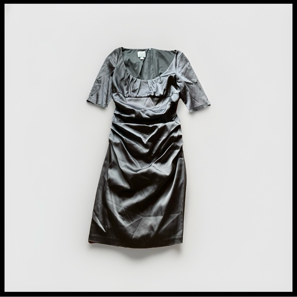Suzi Chin Size 10 dark gray ruched silky dress - Picture 1 of 12